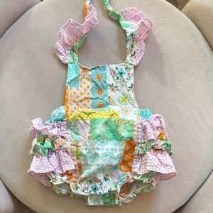 Bonnie Baby Pastel Patchwork Romper